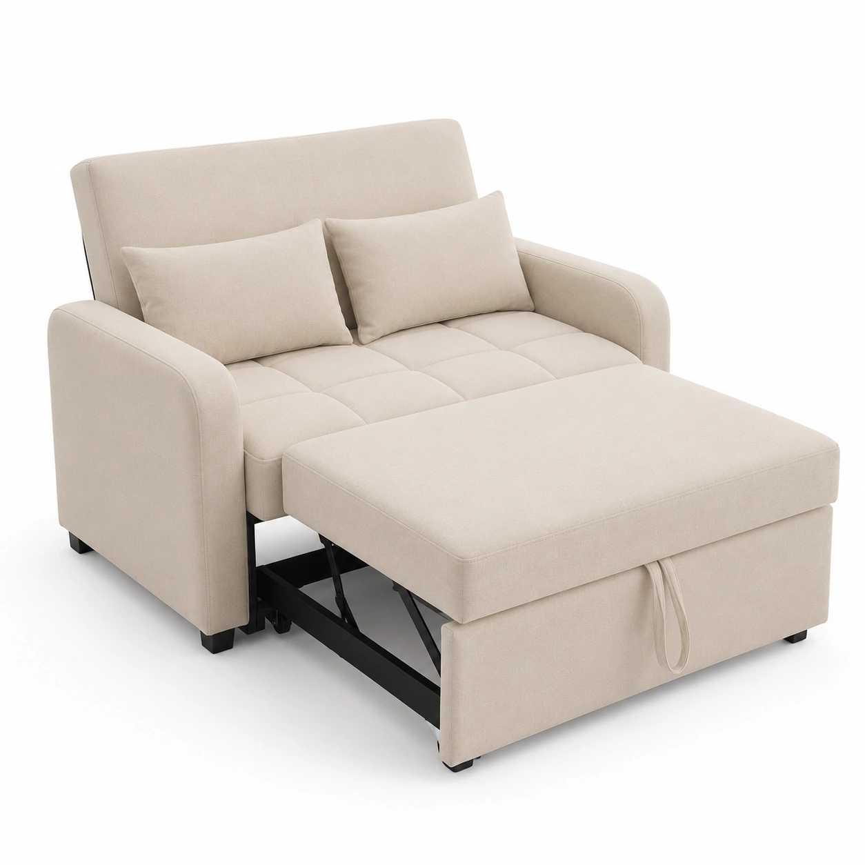 Sofa cama blanco marfil para 2 plazas-PrestigeFurni