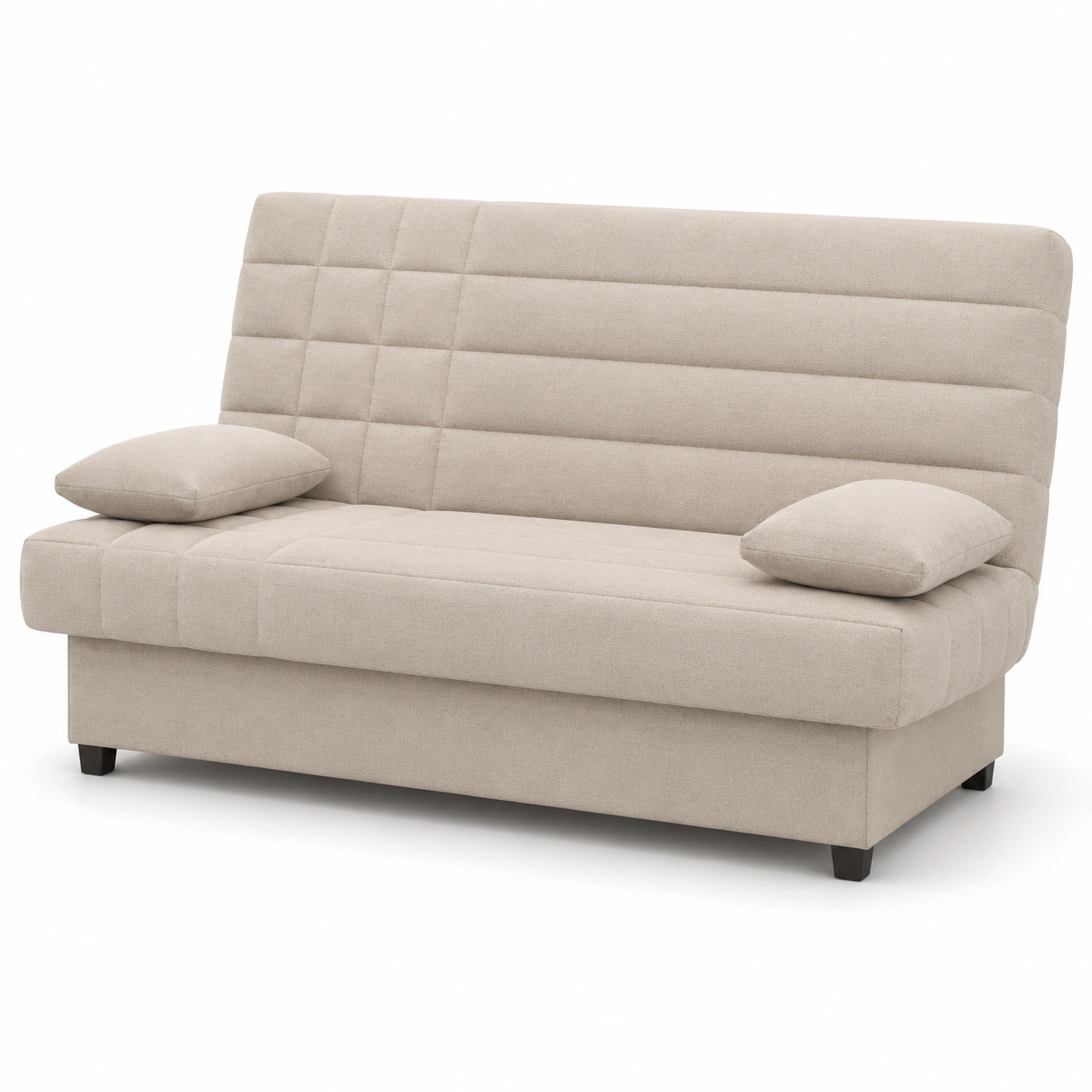 Sofa cama tapizado de tela blanco marfil-PrestigeFurni