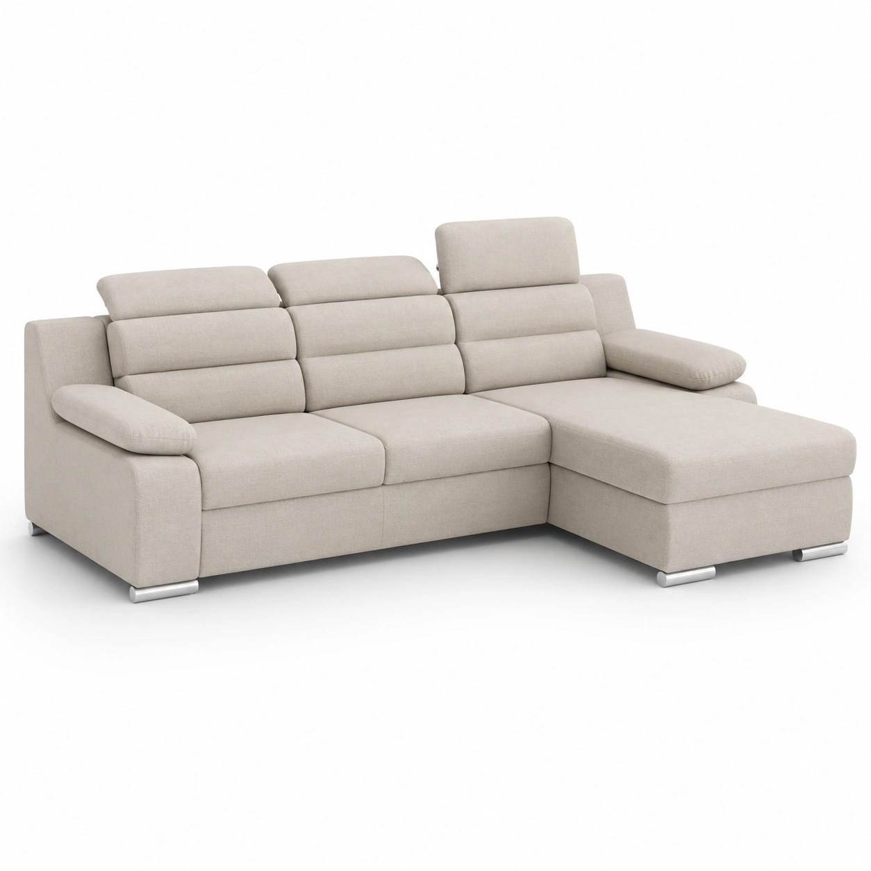 Sofa rinconera con chaise longue blanco marfil-PrestigeFurni