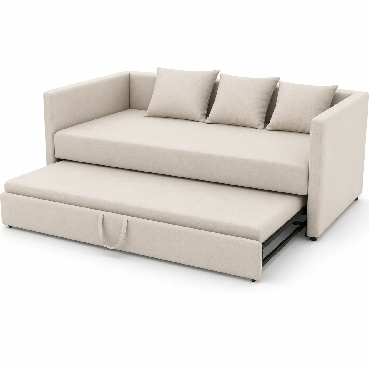 Sofa cama extraible blanco marfil para 2 plazas-PrestigeFurni