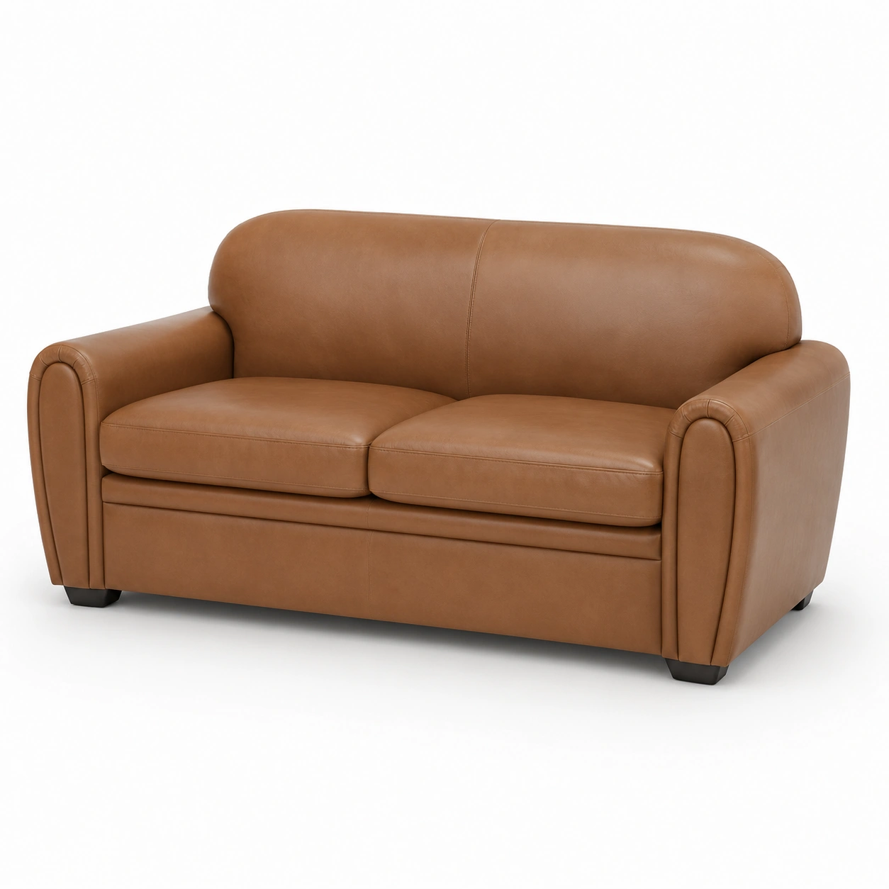 Sofa de cuero marron para 2 plazas-PrestigeFurni