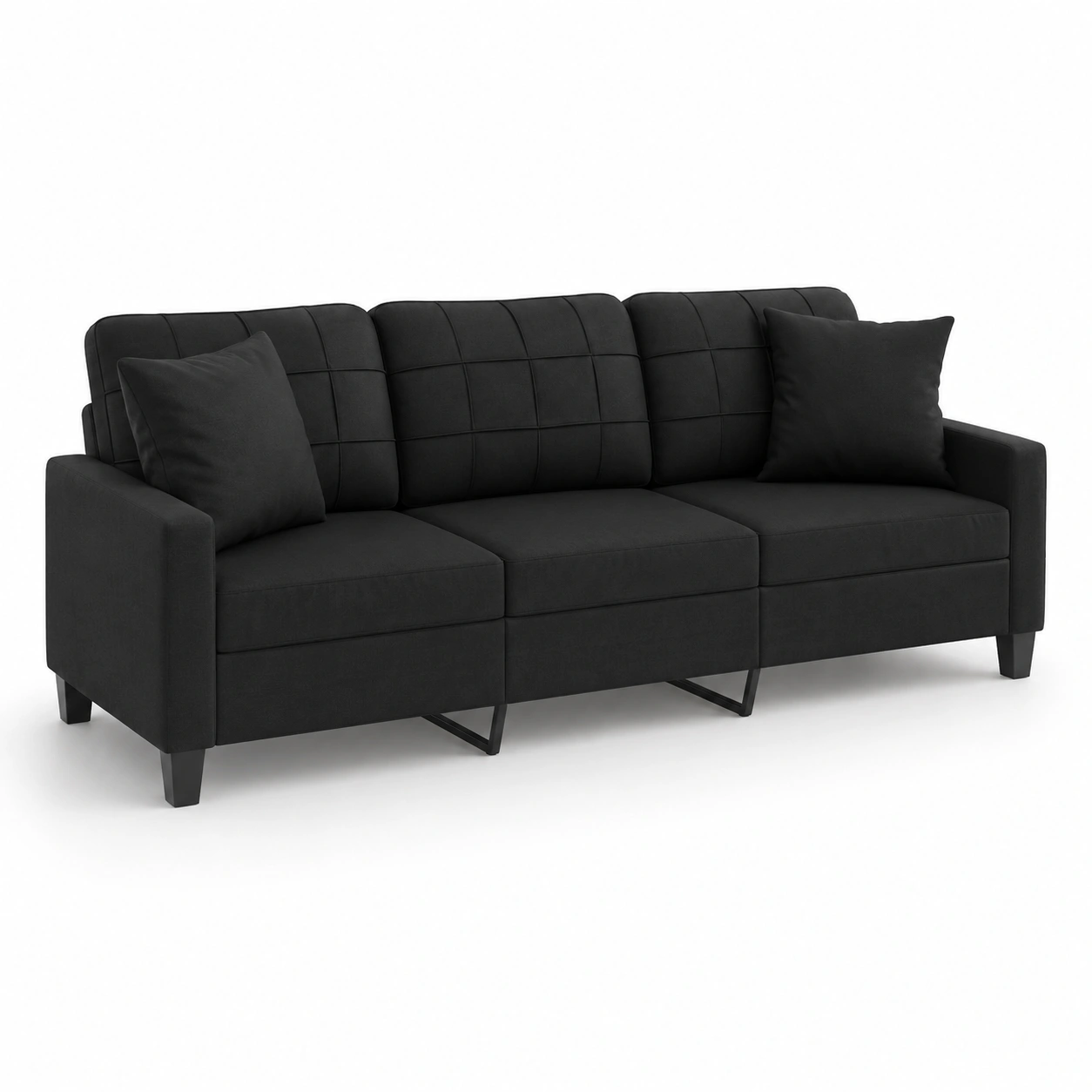 Sofa negro para 3 plazas-PrestigeFurni