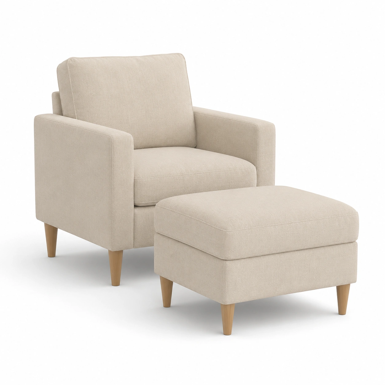 Sillon individual con reposapies color marfil-PrestigeFurni