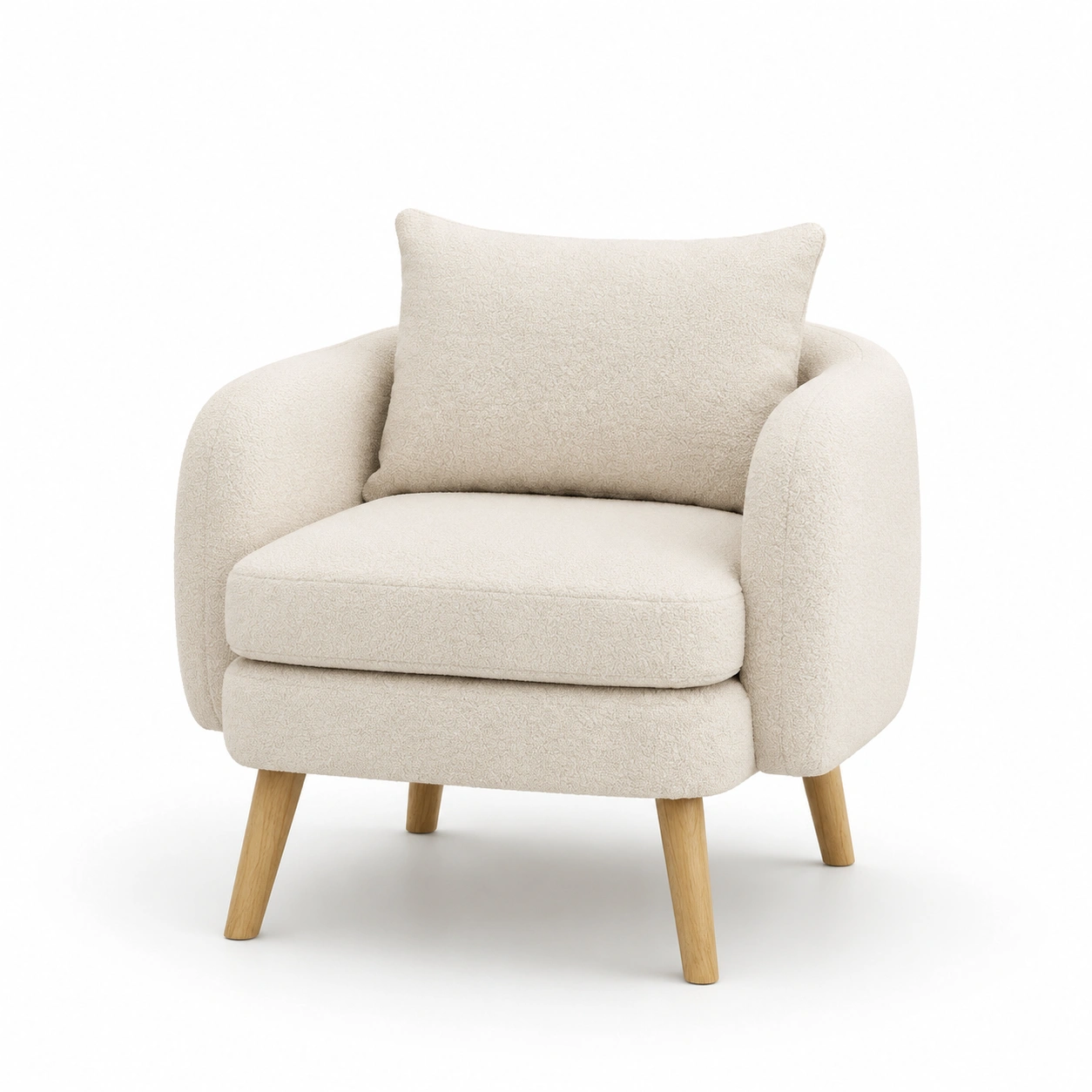 Silla individual tapizada en tela color marfil-PrestigeFurni