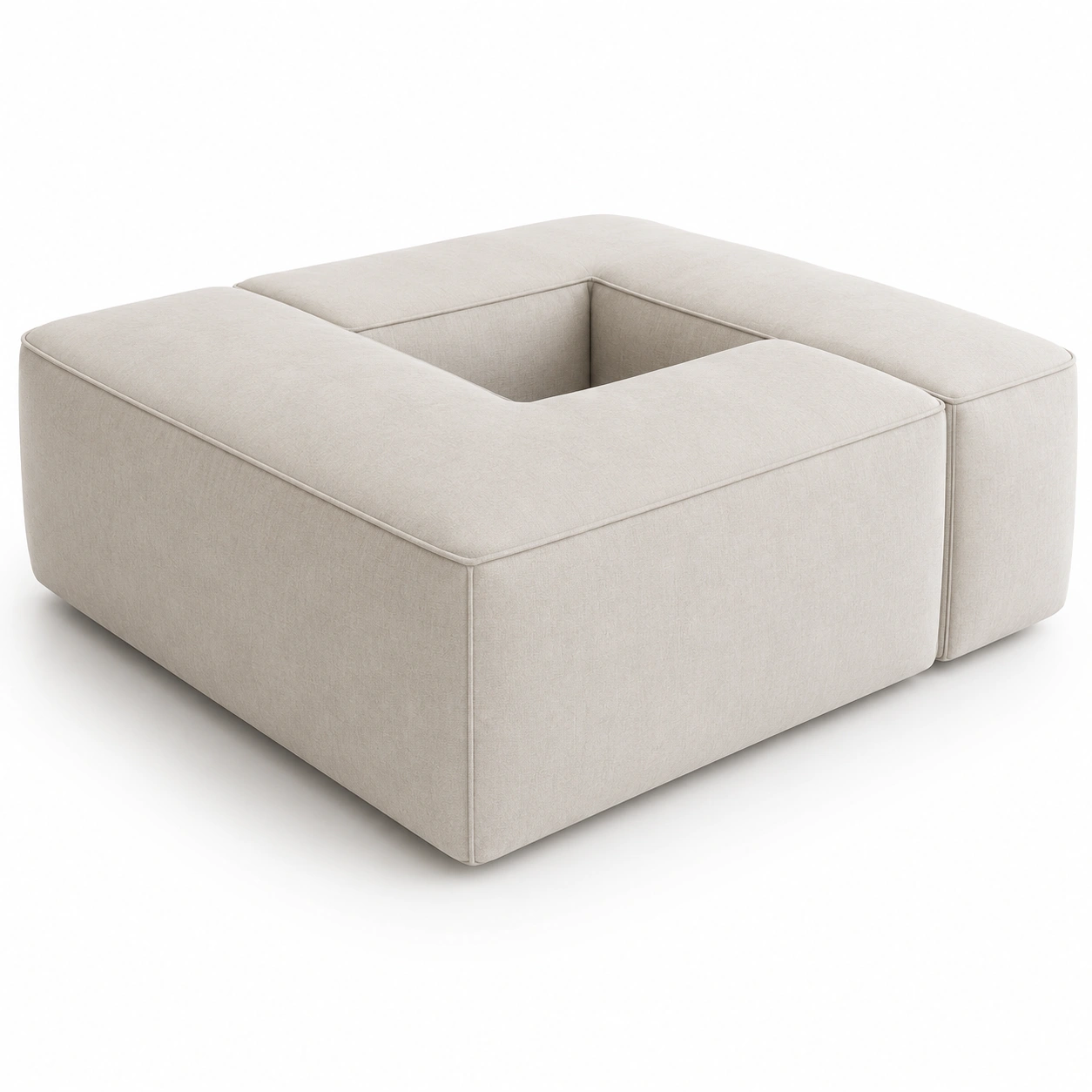 Puf modular cuadrado beige-PrestigeFurni
