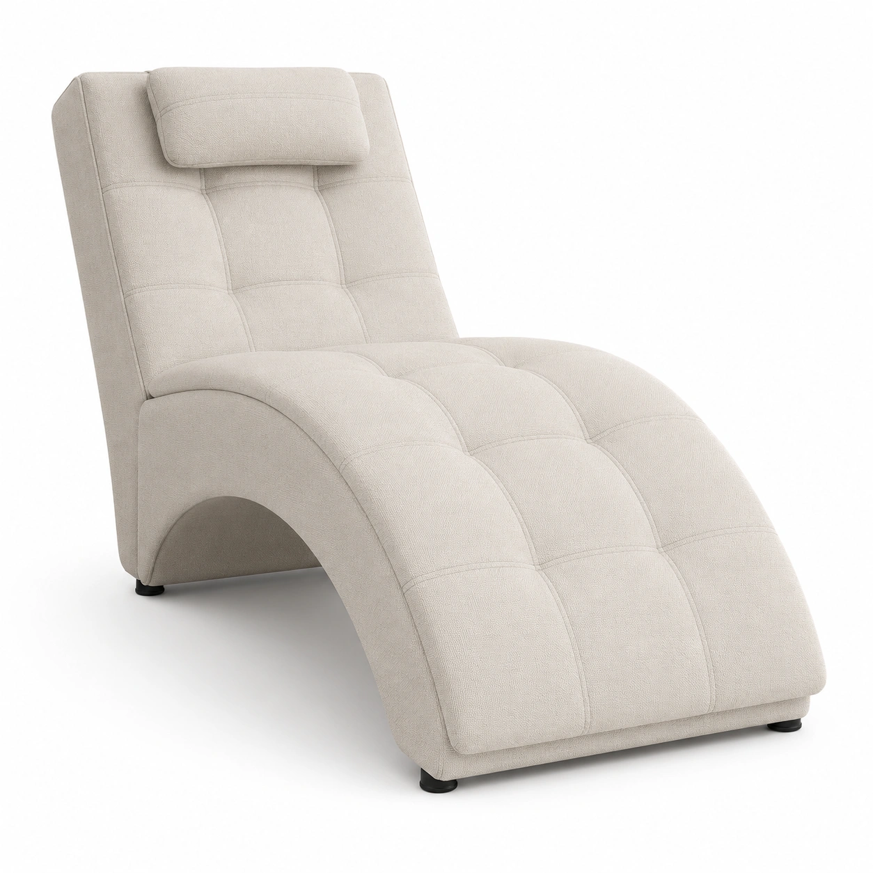 Chaise longue acolchada color marfil-PrestigeFurni