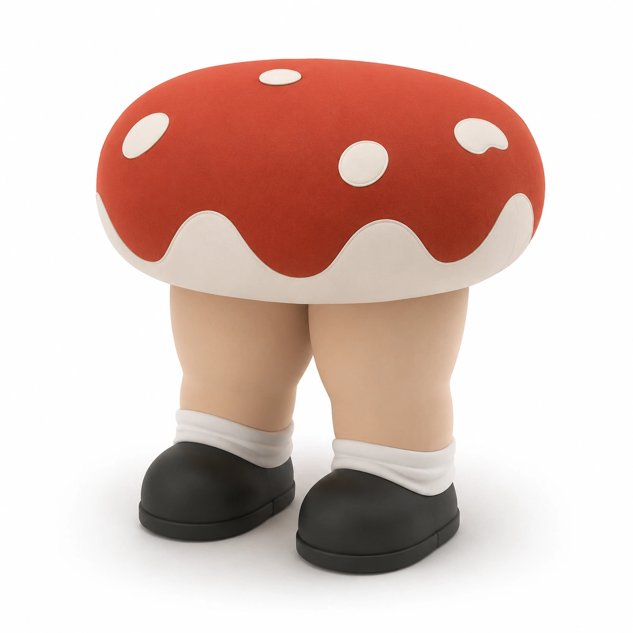 Taburete tapizado rojo con forma de hongo-PrestigeFurni