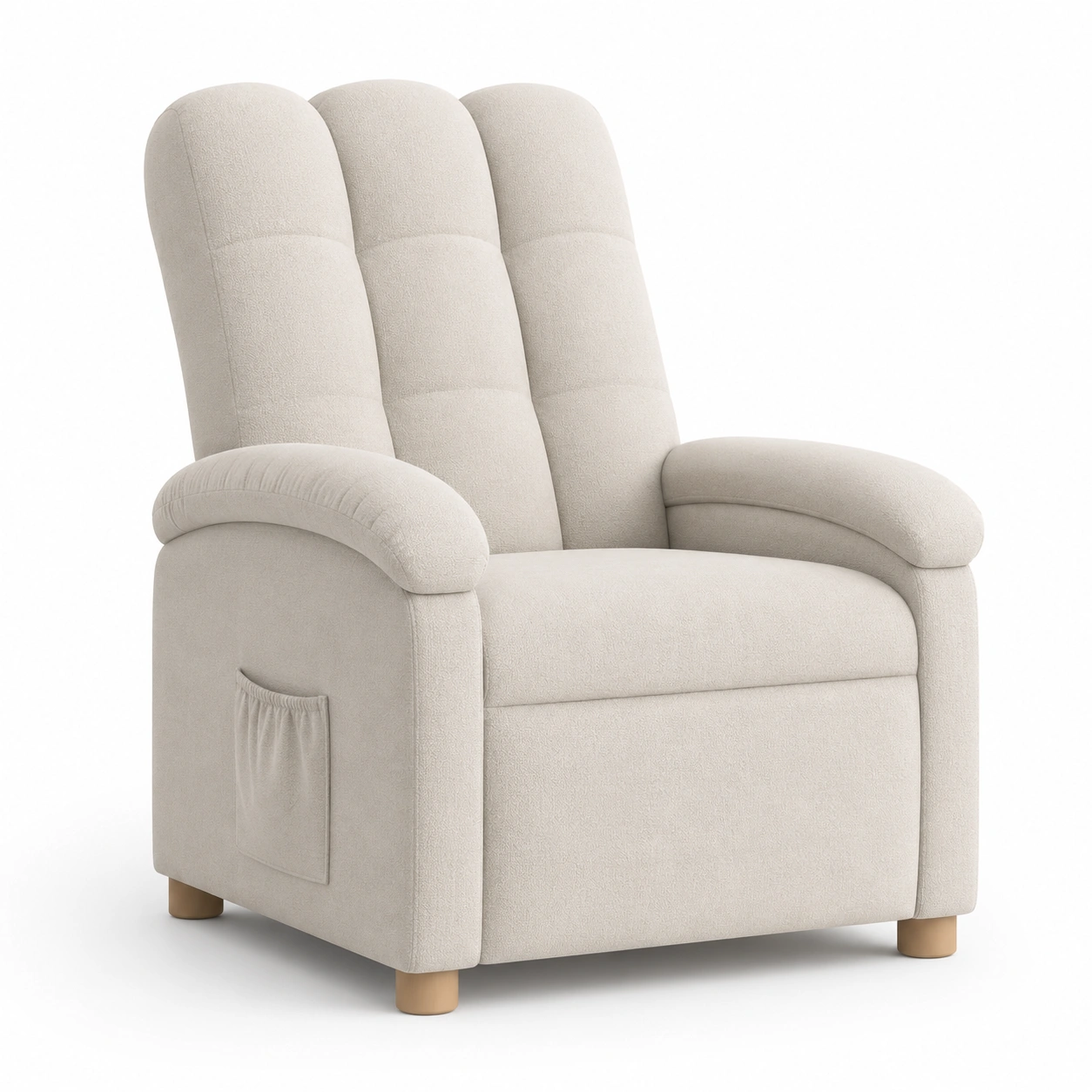 Chaise longue individual tapizada en tela color marfil-PrestigeFurni