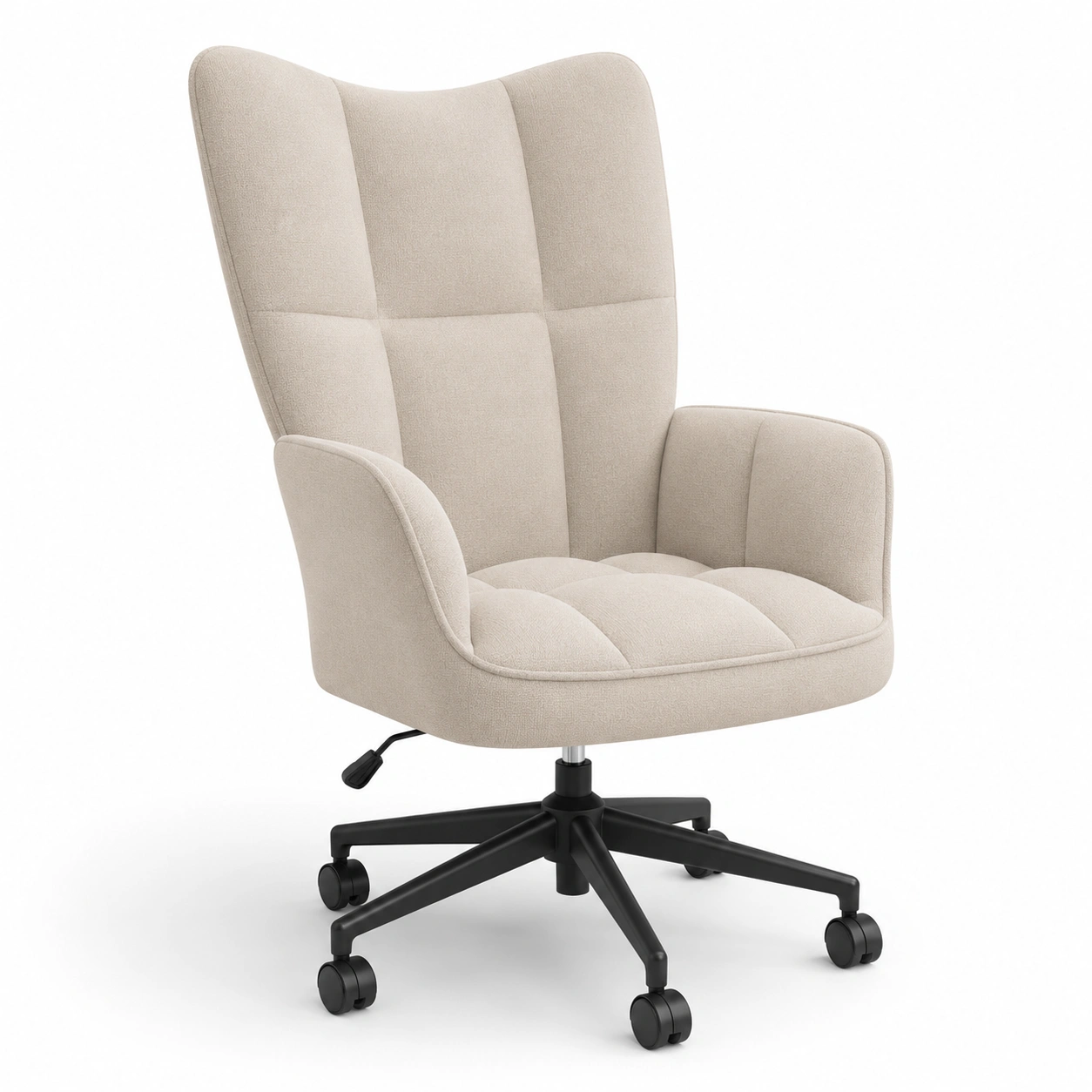 Sillon de oficina con reposabrazos color marfil-PrestigeFurni