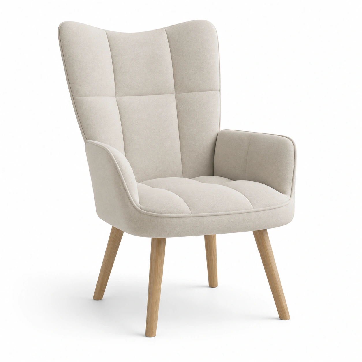Silla tapizada de respaldo alto color beige-PrestigeFurni
