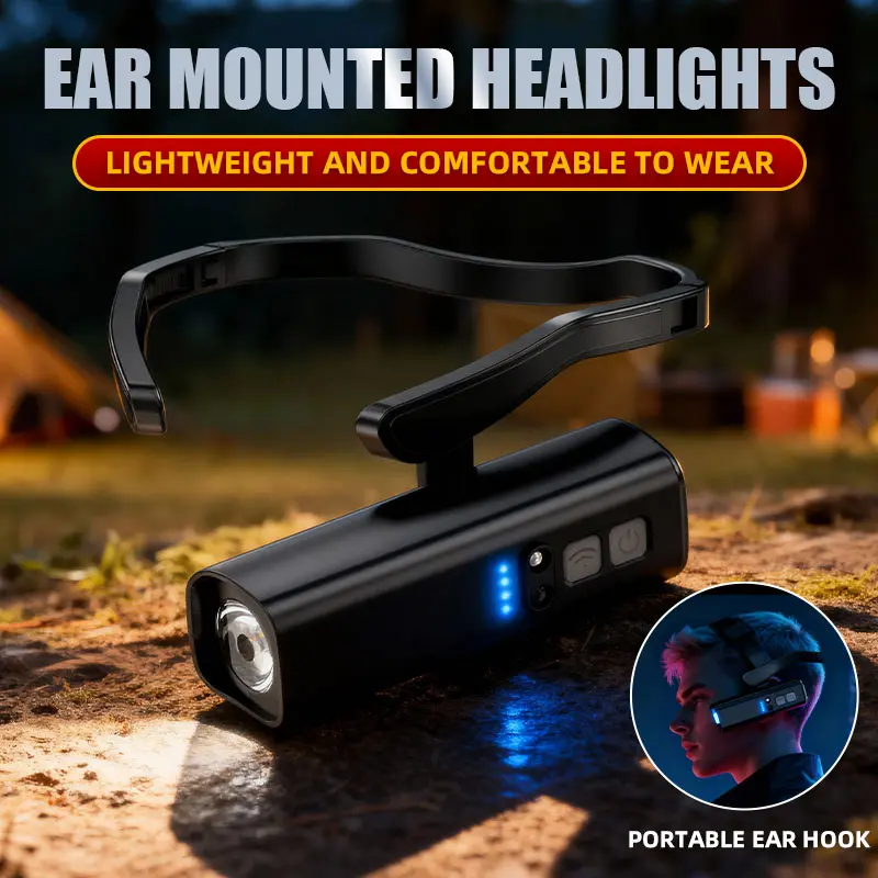 🏆Flash Sale⚡ 50K+ SOLD! Almost Gone -✨Ear Worn Headlamp – Lightweight & Adjustable 👂💡