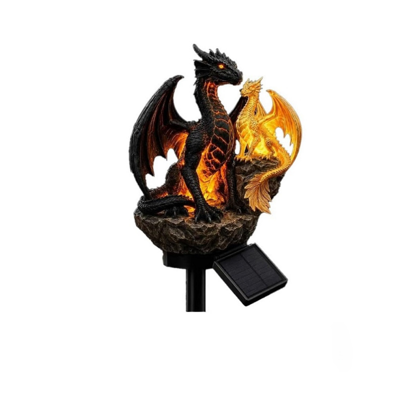 💥LAST DAY 50% OFF🐉✨Solar Dragon Garden Statue Light – Golden Ember Fantasy Outdoor Decor