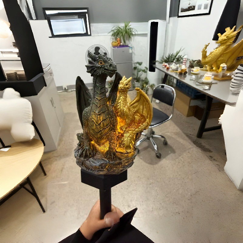 💥LAST DAY 50% OFF🐉✨Solar Dragon Garden Statue Light – Golden Ember Fantasy Outdoor Decor