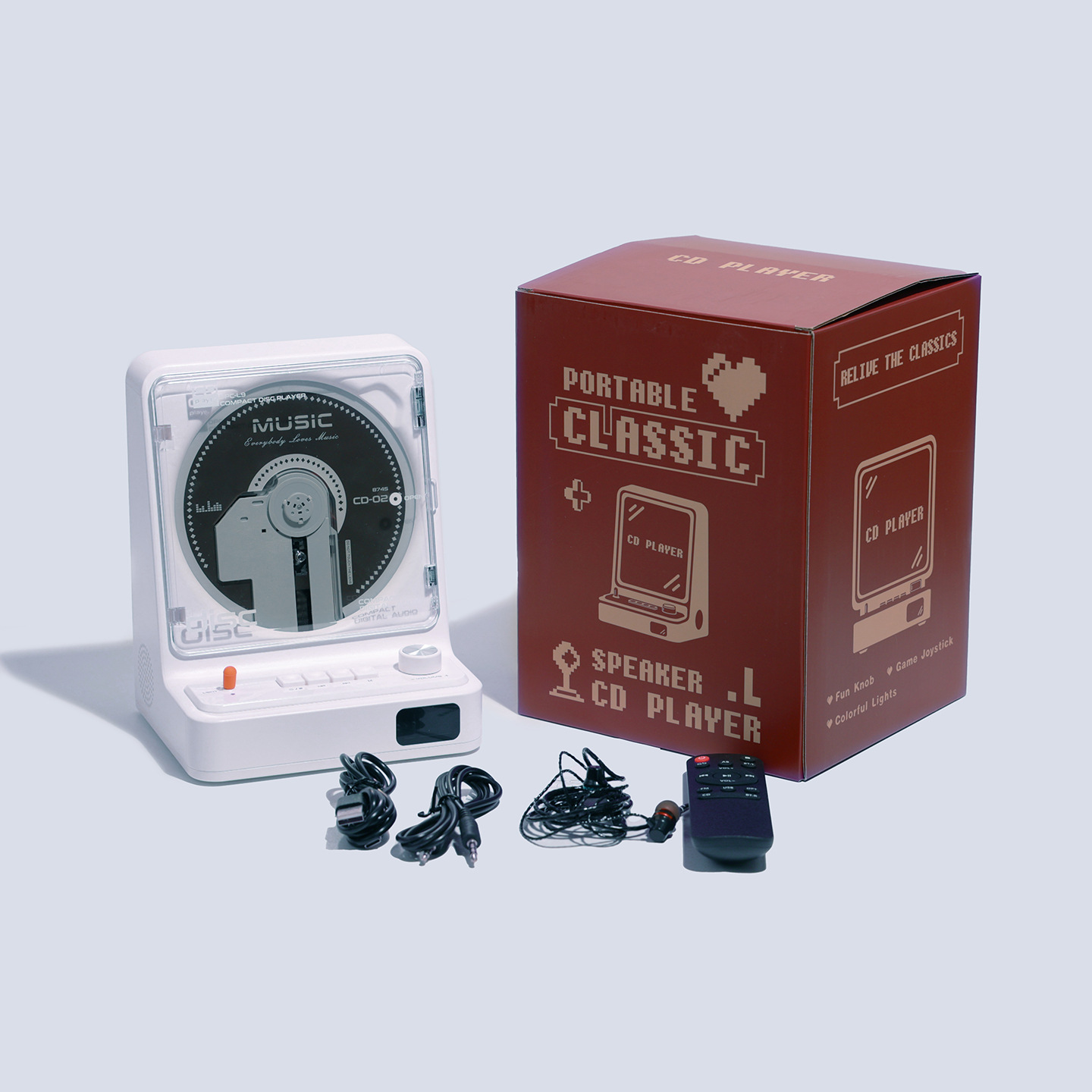 🎵 Portable CD Player with USB Playback, LED Ambient Lights & Stereo Sound — Perfect Gift for Music Lovers 🎁