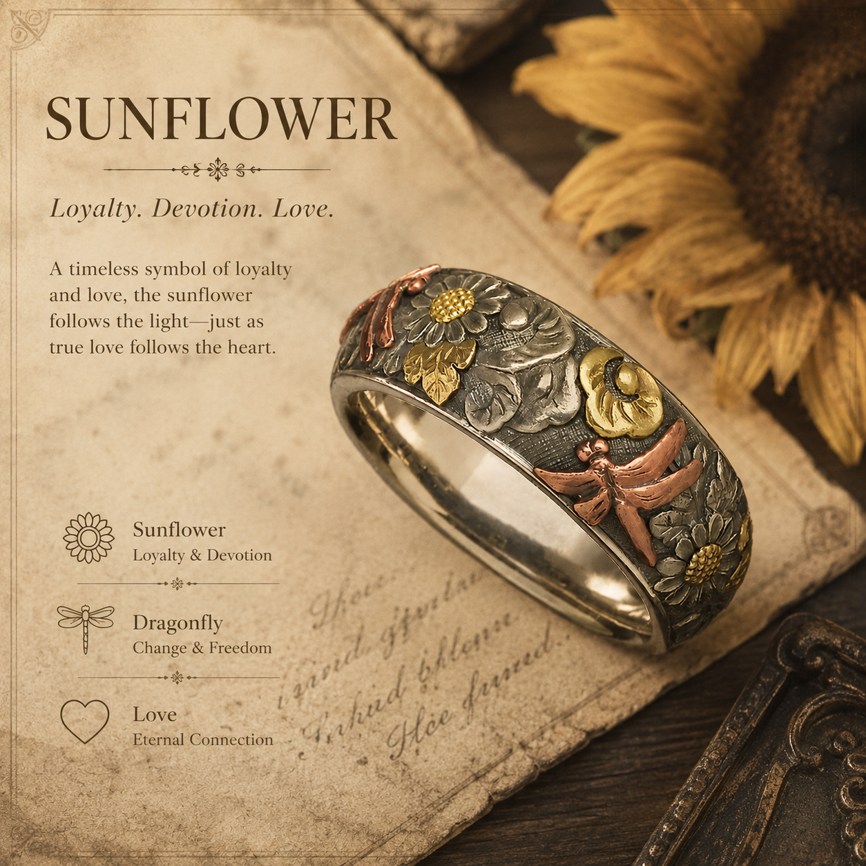 🔥Limited Edition - Vintage Sunflower Ring