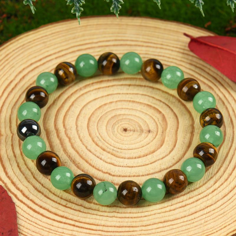 Tiger Eye Stone Bracelet – Wealth Energy, Protective Vibes, Stretchable for Calm
