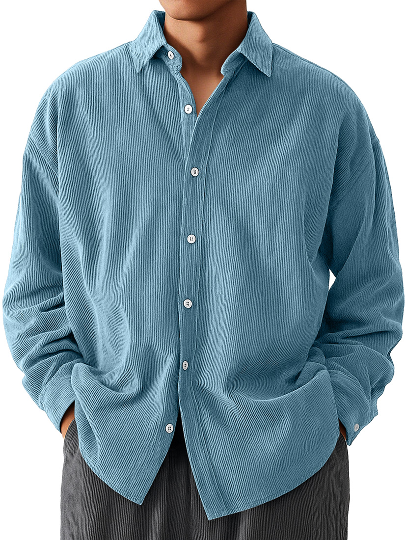👔Men's Daily  Corduroy Casual Solid Color Long-sleeved Shirt