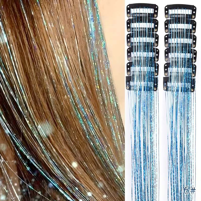 🔥Last Day 49% OFF ✨Clip-in Tinsel Hair Extensions(A set of 12 pieces)🌈