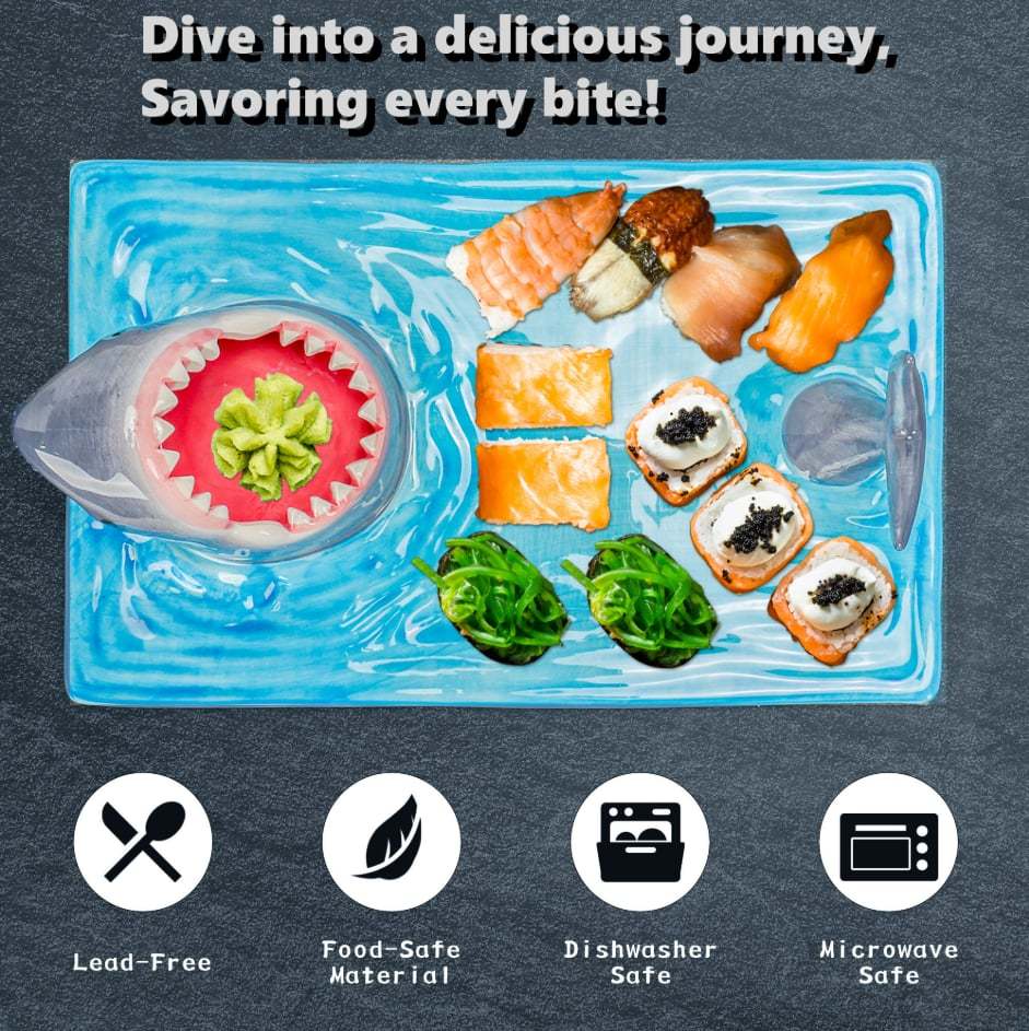 🔥LAST DAY 50% OFF⭐Handmade Ceramic Shark Plates🦈 [Equipped with knives and forks🍽]