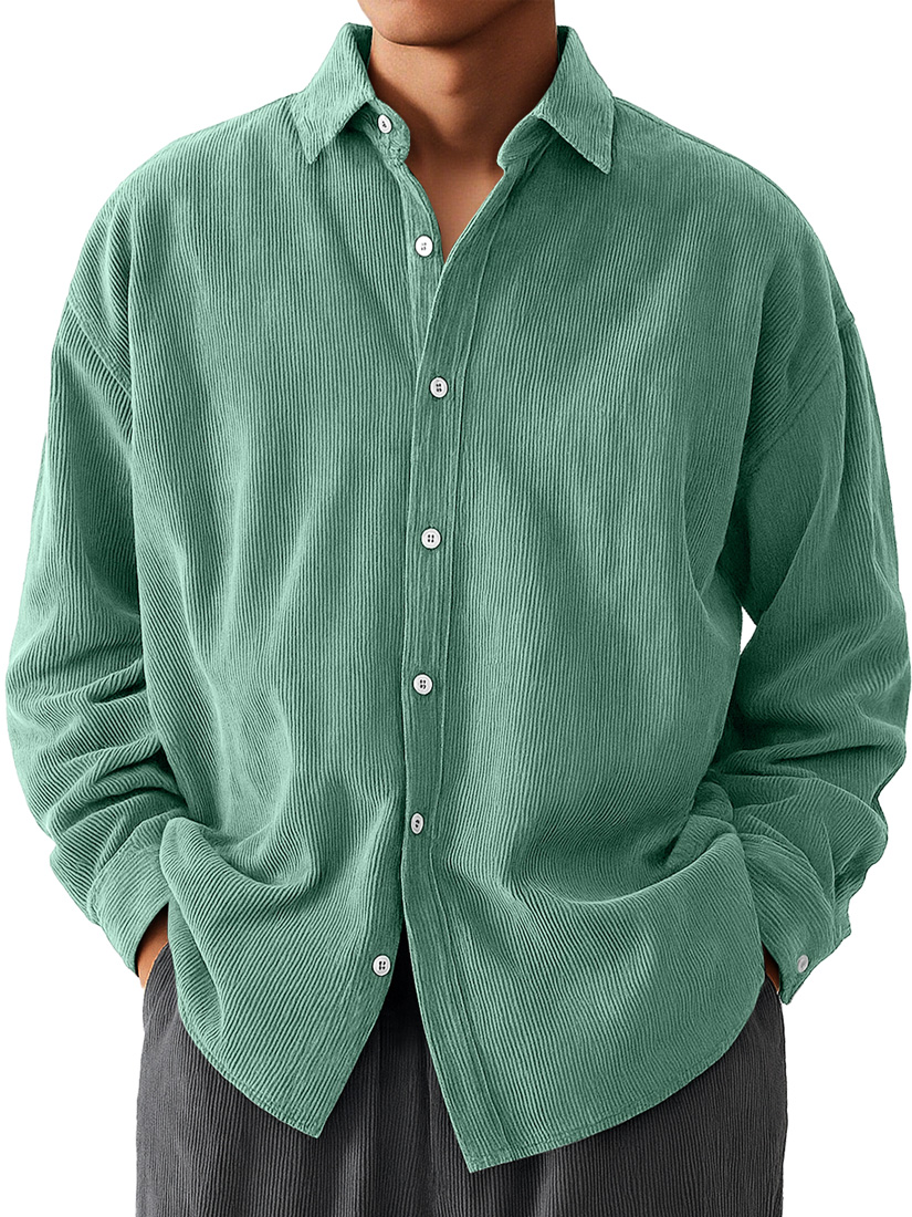 👔Men's Daily  Corduroy Casual Solid Color Long-sleeved Shirt