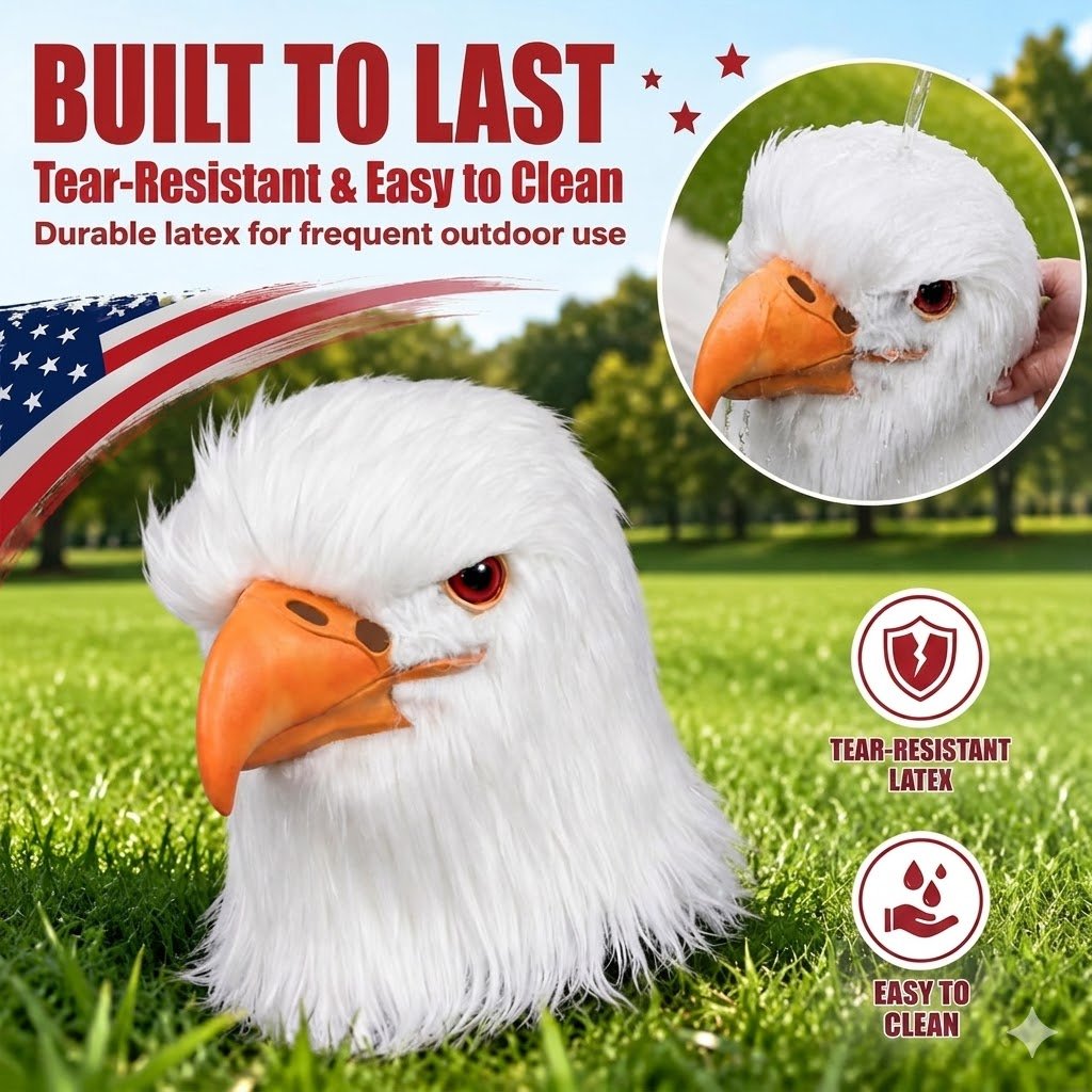 🔥Eagle Latex Mask – A Fun Halloween Mask for Adults🦅