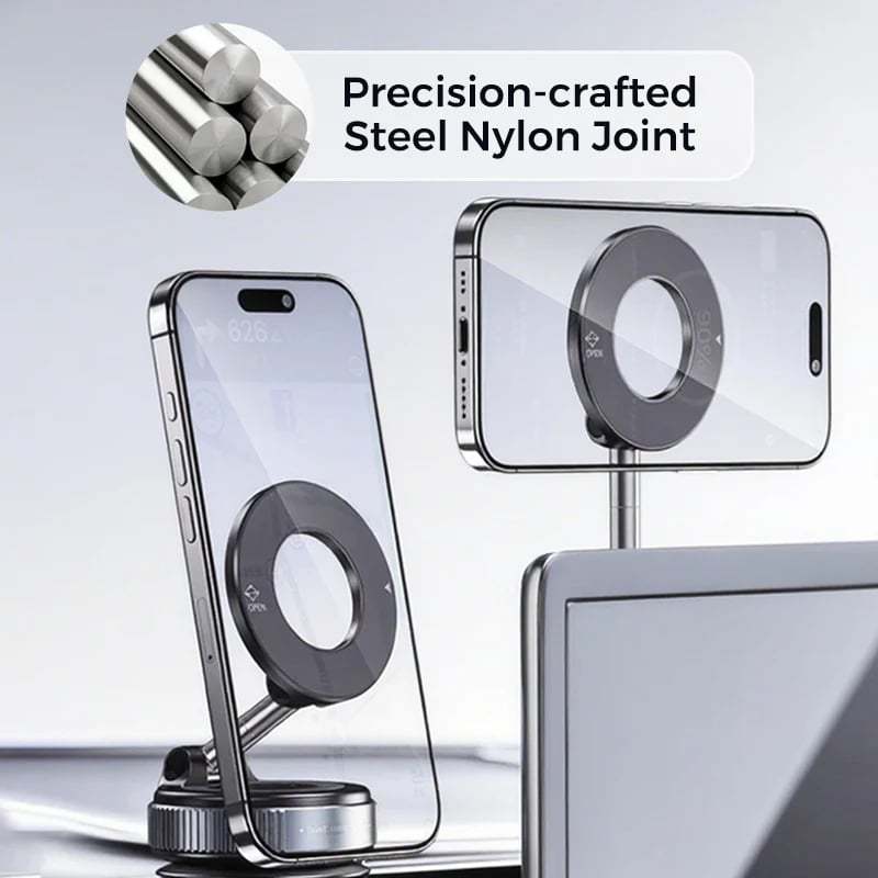 🔥 Retractable Car Phone Mount - 360° Magnetic Holder