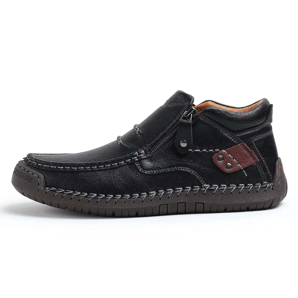 ⏰Limited Time Sale 50% OFF-Men’s Handmade Premium Leather Slip-On Driving Boots – Wide Toe, Arch Support