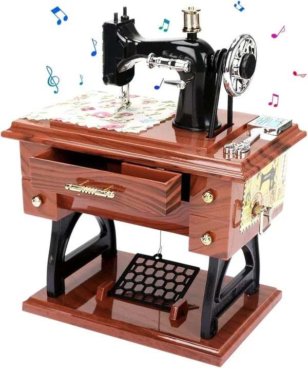 🎶Time Limit Sale 50% OFF - Wood Mini Sewing Machine Music Box
