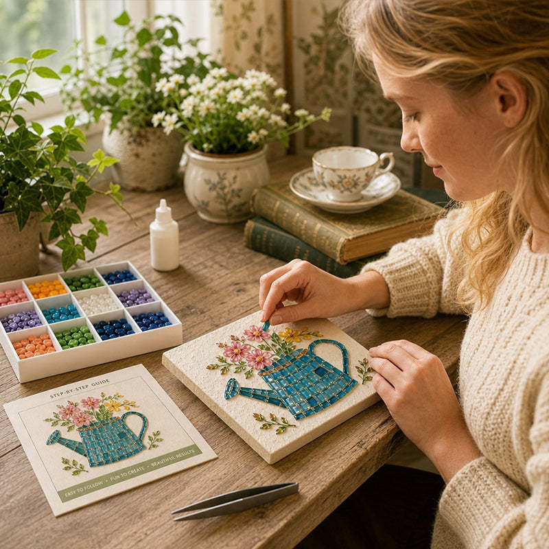 🌸 DIY Mosaic Watering Can Kit ✨ Create Your Own Garden Art Masterpiece