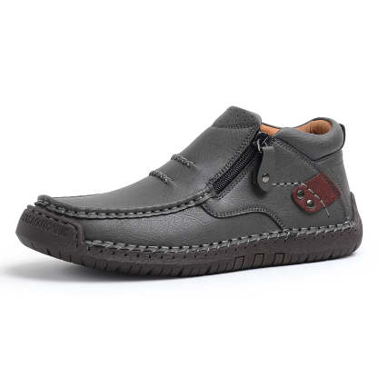 ⏰Limited Time Sale 50% OFF-Men’s Handmade Premium Leather Slip-On Driving Boots – Wide Toe, Arch Support