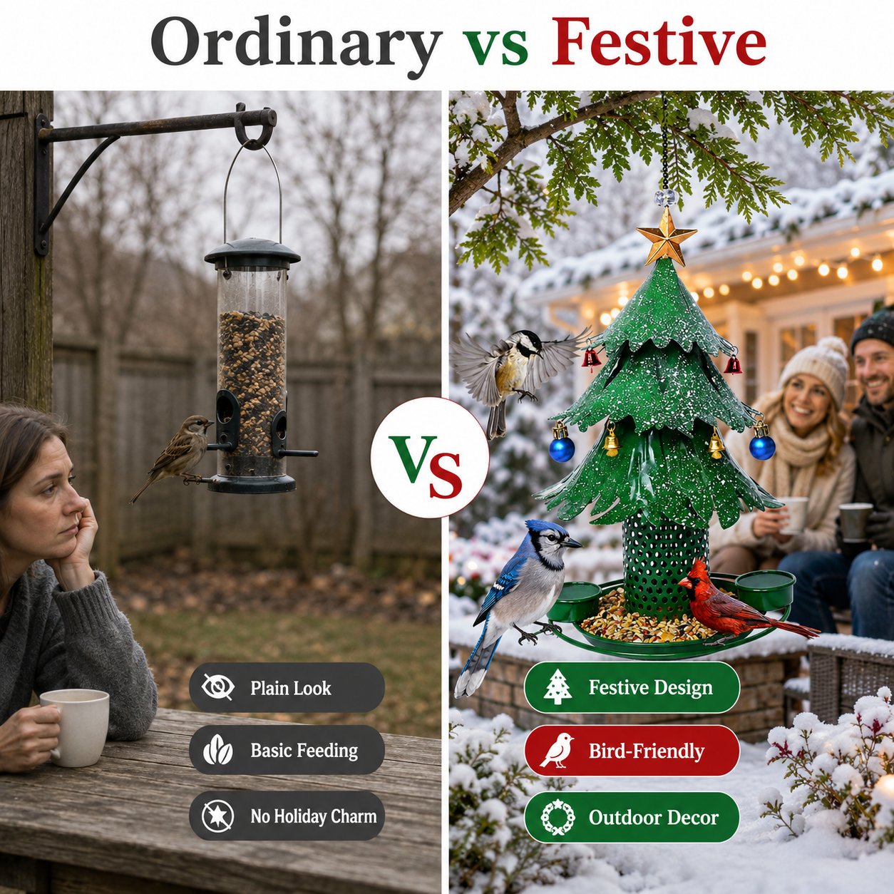 Durable outdoor Christmas bird feeder