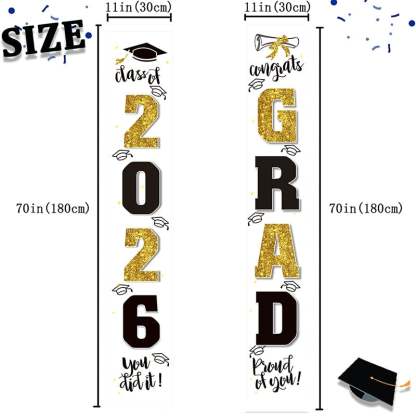 🔥2026 LAST DAY 49% OFF - 🎓Class of 2026 Graduation Banner | Congrats Grad Front Door Porch Decor for Graduation Party (✨Set of 2)