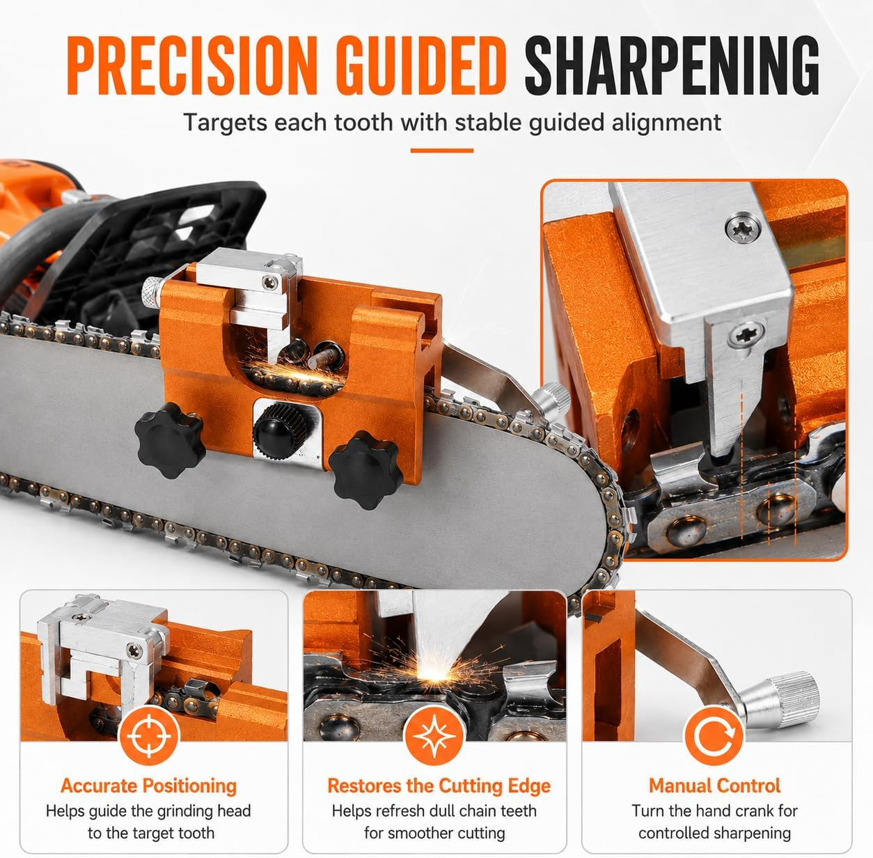 ⚙️ RazorWolf™ Precision Chainsaw Chain Sharpener | Fast Chain Restoration Tool