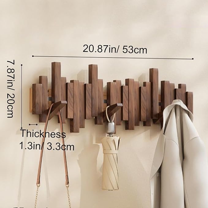 Wall-Mounted Wooden Coat Rack 🎹Piano Key Style Design