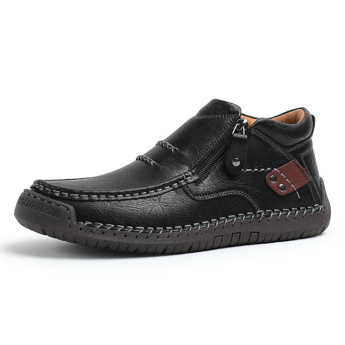 ⏰Limited Time Sale 50% OFF-Men’s Handmade Premium Leather Slip-On Driving Boots – Wide Toe, Arch Support