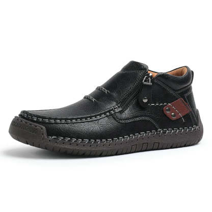 ⏰Limited Time Sale 50% OFF-Men’s Handmade Premium Leather Slip-On Driving Boots – Wide Toe, Arch Support