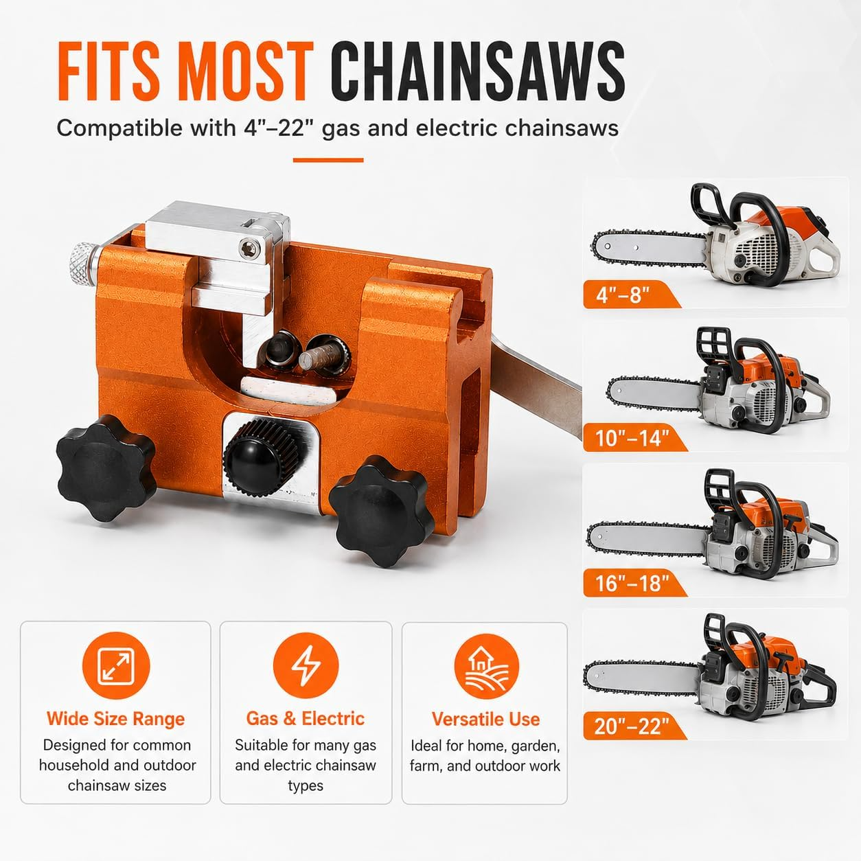 ⚙️ RazorWolf™ Precision Chainsaw Chain Sharpener | Fast Chain Restoration Tool