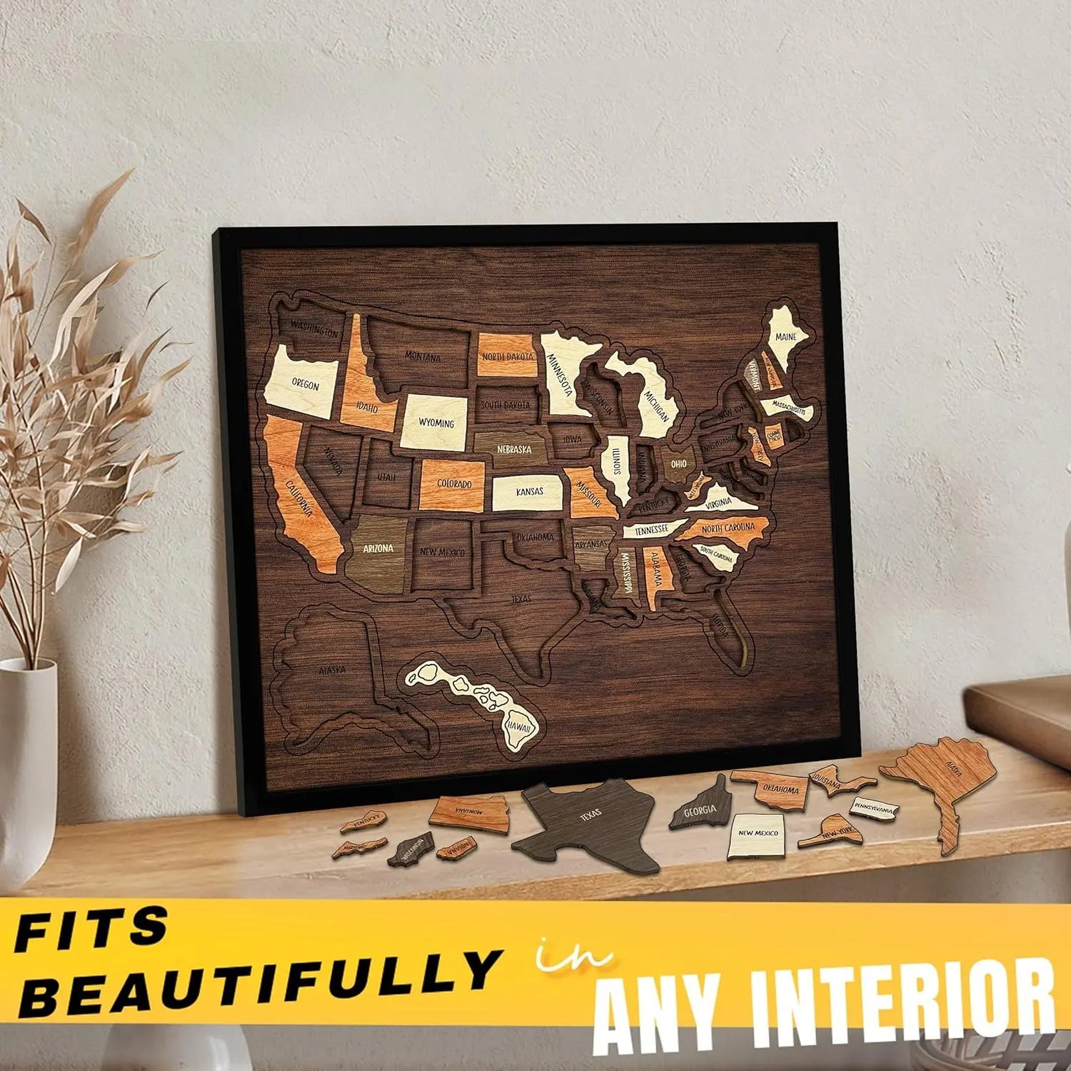 🔥Wooden USA Travel Map Puzzle🧩A Stylish Way to Track Your Journey & Memories