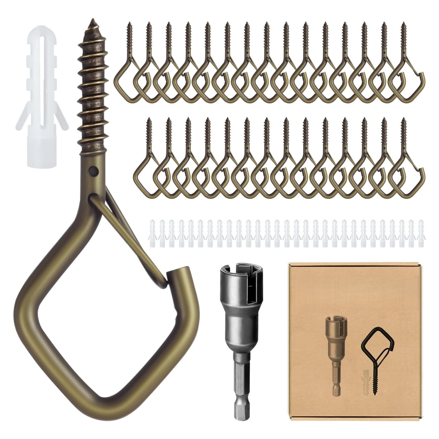 30-Piece Heavy Duty Outdoor String Light Hooks with Safety Buckle