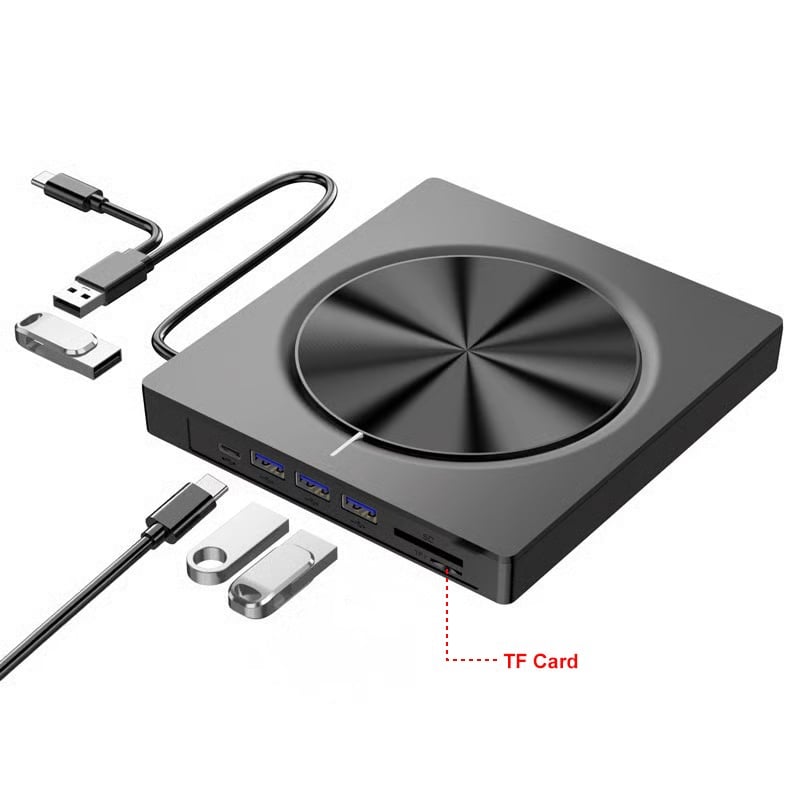 USB 3.0/SD/TF/DVD/CD/VCD/Type-C Player Portable Burner Support Blu-Rays
