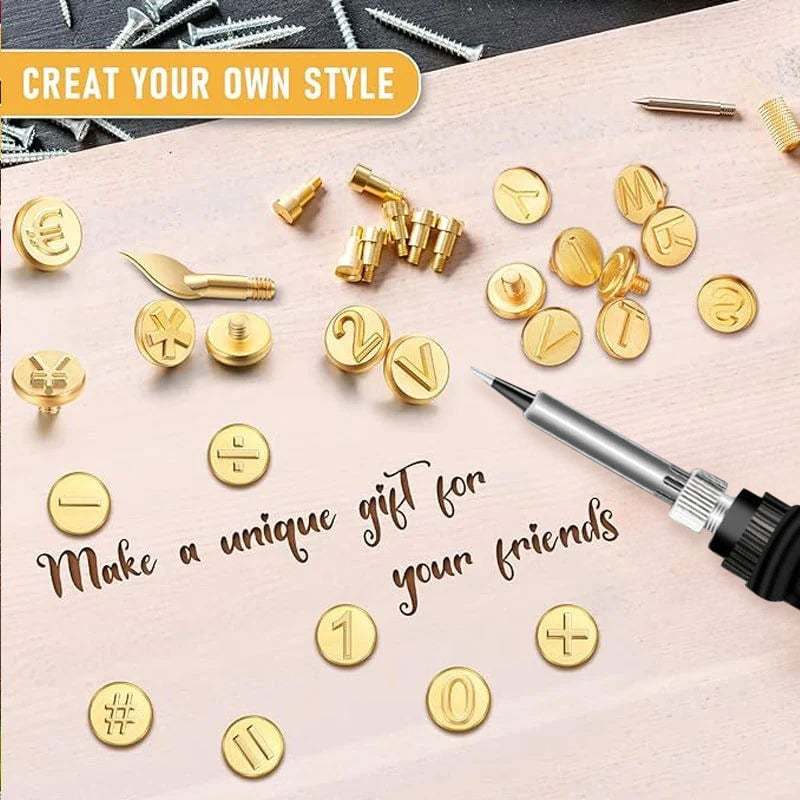 🔥Last Day 49%OFF -26 Letters Copper Mold -DIY Wood Burning/Carving Set🖊