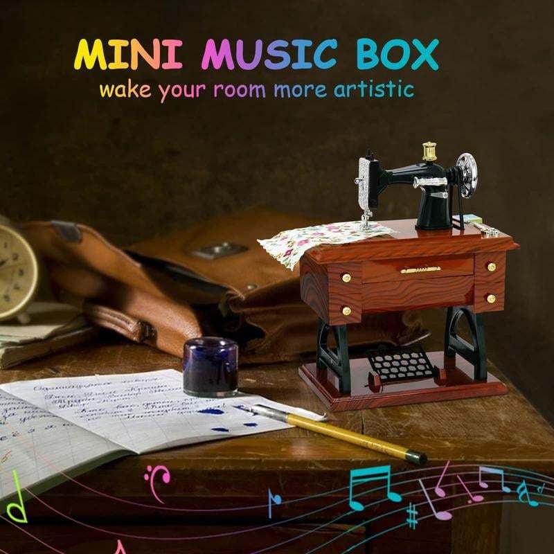 🎶Time Limit Sale 50% OFF - Wood Mini Sewing Machine Music Box