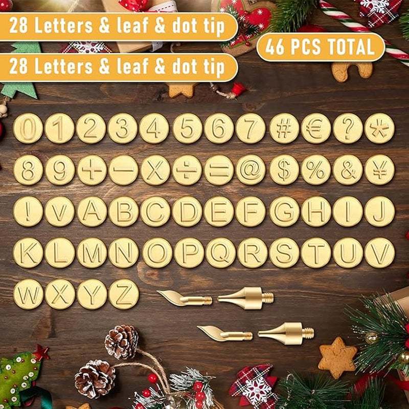 🔥Last Day 49%OFF -26 Letters Copper Mold -DIY Wood Burning/Carving Set🖊