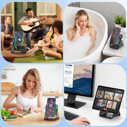💥 FINAL TIME SALE! 40% OFF🎶📱 5-in-1 Wireless Induction Bluetooth Speaker with Adjustable Phone Stand