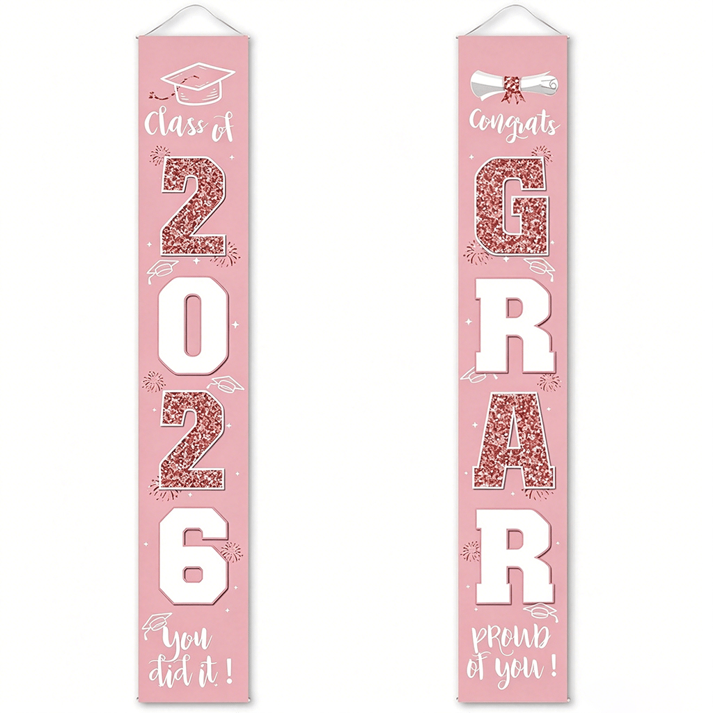 🔥2026 LAST DAY 49% OFF - 🎓Class of 2026 Graduation Banner | Congrats Grad Front Door Porch Decor for Graduation Party (✨Set of 2)