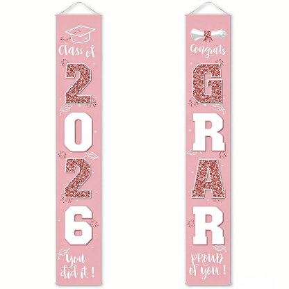 🔥2026 LAST DAY 49% OFF - 🎓Class of 2026 Graduation Banner | Congrats Grad Front Door Porch Decor for Graduation Party (✨Set of 2)