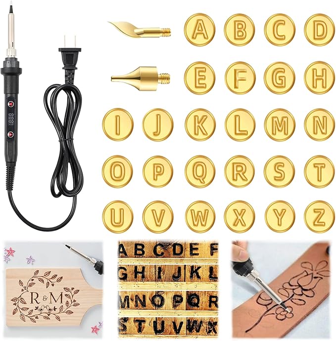 🔥Last Day 49%OFF -26 Letters Copper Mold -DIY Wood Burning/Carving Set🖊
