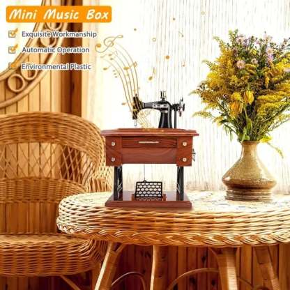 🎶Time Limit Sale 50% OFF - Wood Mini Sewing Machine Music Box
