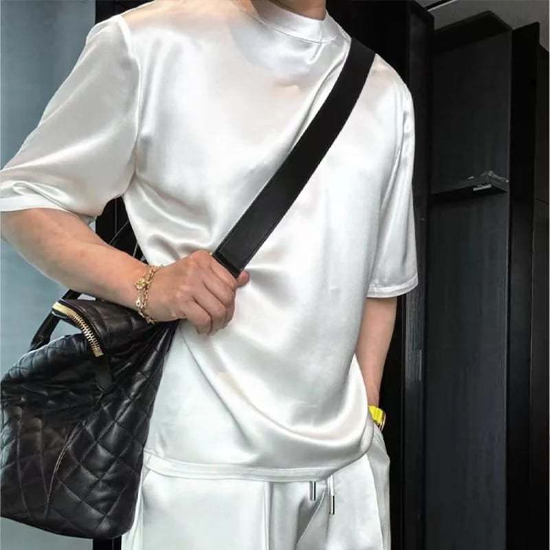 🔥High Quality Men's Mercerized Cotton Casual Solid Color Top and Shorts Two-Piece Set[Loose fit, suitable for all occasions]
