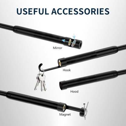 16.4ft 1920P HD Endoscope Camera for iPhone & Android - IP67 Waterproof, 8 LED Lights, 7.9mm Semi-Rigid Snake Cam, Diagnostic Tool